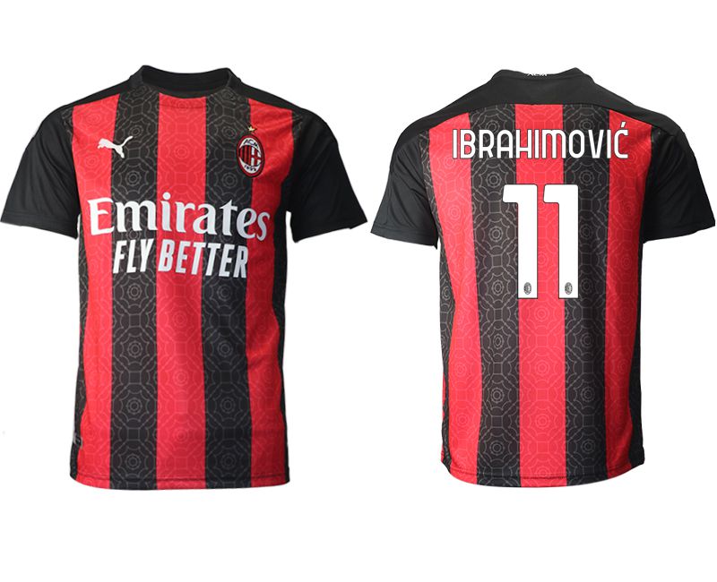 Men 2020-2021 club AC milan home aaa version #11 red Soccer Jerseys->ac milan jersey->Soccer Club Jersey